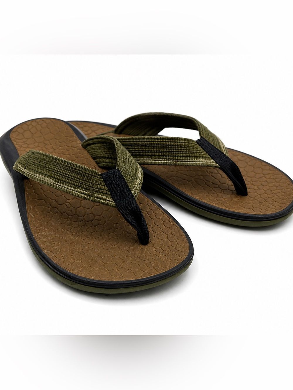 Chaco Flip Flop Thong Sandals Size 9 Green Brown Outdoor Hiking Beach Comfort